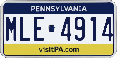 PA license plate MLE4914