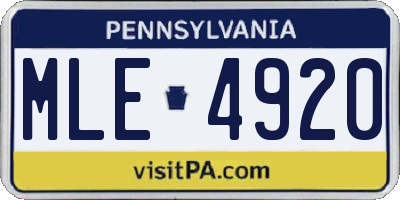 PA license plate MLE4920