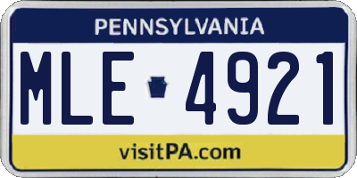 PA license plate MLE4921