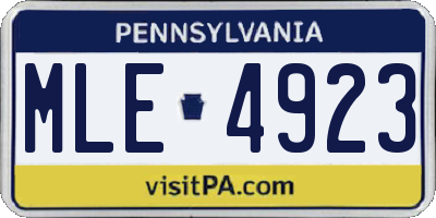 PA license plate MLE4923