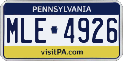 PA license plate MLE4926
