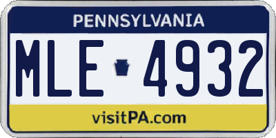 PA license plate MLE4932