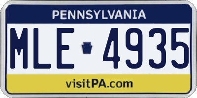 PA license plate MLE4935