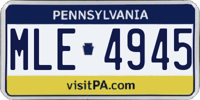PA license plate MLE4945