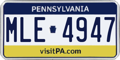 PA license plate MLE4947