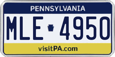 PA license plate MLE4950