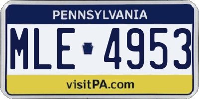 PA license plate MLE4953