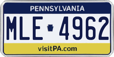 PA license plate MLE4962