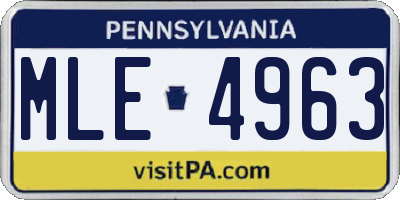 PA license plate MLE4963