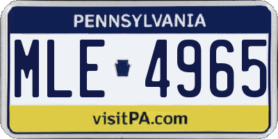 PA license plate MLE4965