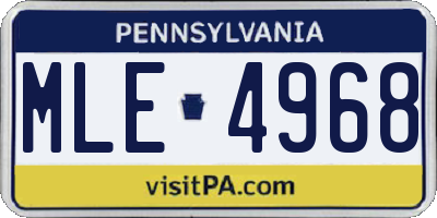 PA license plate MLE4968