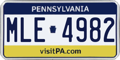 PA license plate MLE4982