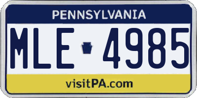 PA license plate MLE4985