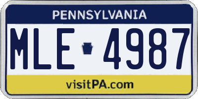 PA license plate MLE4987