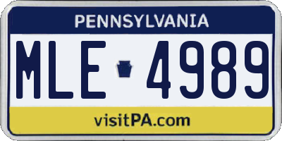 PA license plate MLE4989