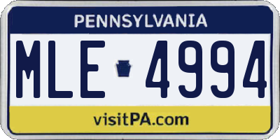 PA license plate MLE4994
