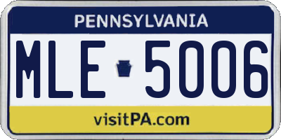 PA license plate MLE5006