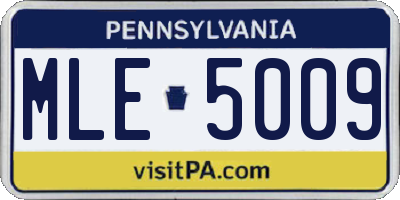PA license plate MLE5009