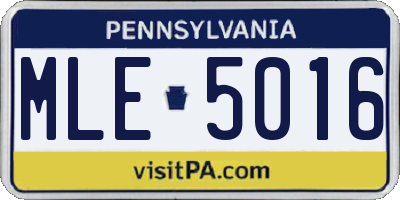 PA license plate MLE5016