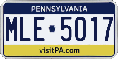 PA license plate MLE5017