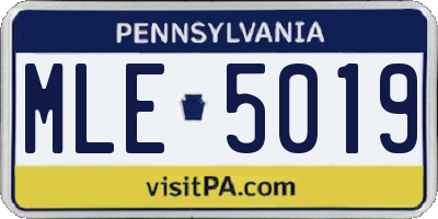 PA license plate MLE5019