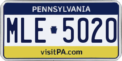 PA license plate MLE5020