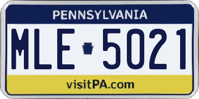 PA license plate MLE5021