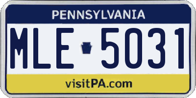 PA license plate MLE5031