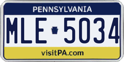 PA license plate MLE5034
