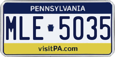 PA license plate MLE5035