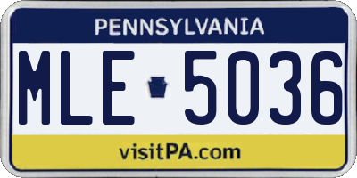 PA license plate MLE5036