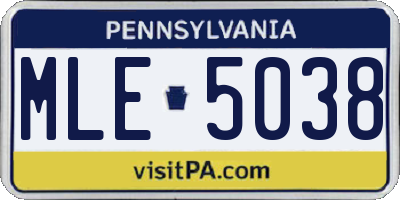 PA license plate MLE5038