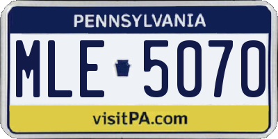 PA license plate MLE5070