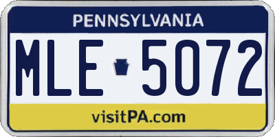 PA license plate MLE5072