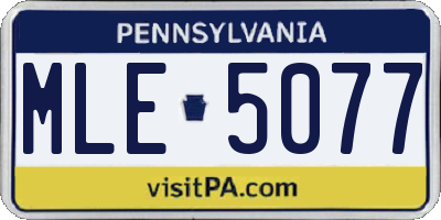PA license plate MLE5077