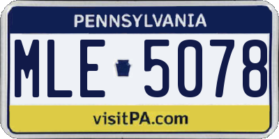 PA license plate MLE5078