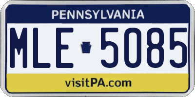 PA license plate MLE5085