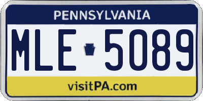 PA license plate MLE5089