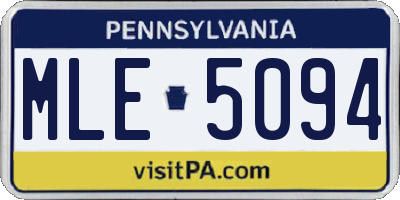 PA license plate MLE5094