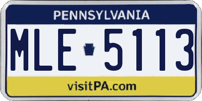 PA license plate MLE5113