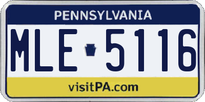PA license plate MLE5116