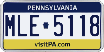 PA license plate MLE5118