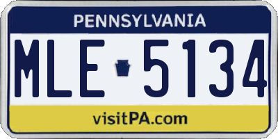 PA license plate MLE5134