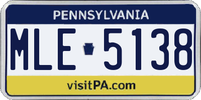 PA license plate MLE5138