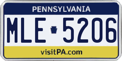 PA license plate MLE5206