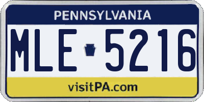 PA license plate MLE5216