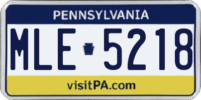 PA license plate MLE5218