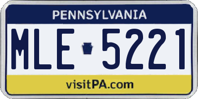 PA license plate MLE5221