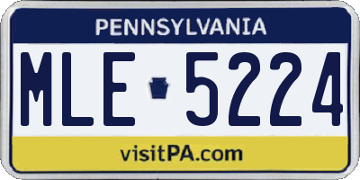 PA license plate MLE5224