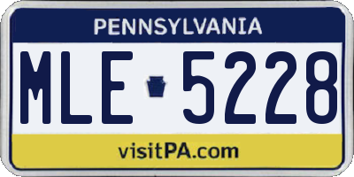 PA license plate MLE5228